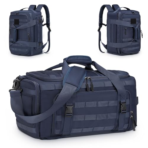 38L Convertible Duffel Backpack, 3 in 1 Gym Bag with Laptop Sleeve, Wet Pockets & Insulated Bottom, Navy Blue - color: Navy Blue, size: 38L