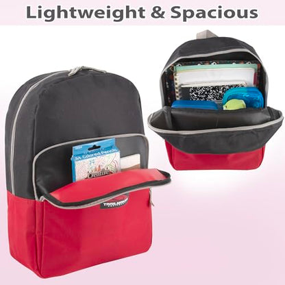 Trail maker 15 Inch Backpack for Kids, Preschool, Elementary & Middle School Students – Spacious Bookbag with Large Front Pocket, Adjustable Straps, Fits up to 13 Inch Laptop (Red) - color: Red