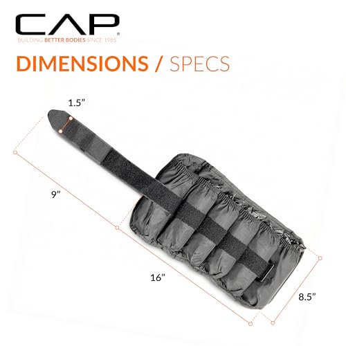CAP Barbell Adjustable Ankle Weights |10-20lb Pair | Black - size: 10-Pound