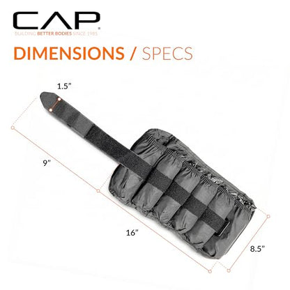 CAP Barbell Adjustable Ankle Weights |10-20lb Pair | Black - size: 10-Pound