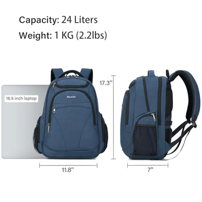 MILADA Travel Backpack For Men Laptop Backpack Women Business Carry On Backpack Airline Approved Fits 16.5 Inch Laptop Bag Work Backpack, Blue - color: Blue