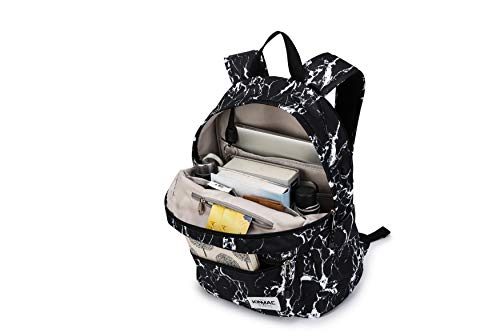 Kinmac Water Resistant Laptop Travel Outdoor Backpack with USB Charging Port for 13 inch 14 inch and 15.6 inch Laptop (Black Marble) - color: Black Marble