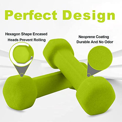 Saorzon Dumbbells Set of 2 Exercise Fitness Dumbbell for Home Gym Free Weights Hand Hex Dumb Bells - color: Green, style: 1 Pounds,Pair