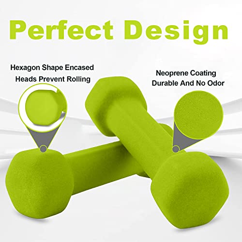 Saorzon Dumbbells Set of 2 Exercise Fitness Dumbbell for Home Gym Free Weights Hand Hex Dumb Bells - color: Green, style: 5 Pounds,Pair