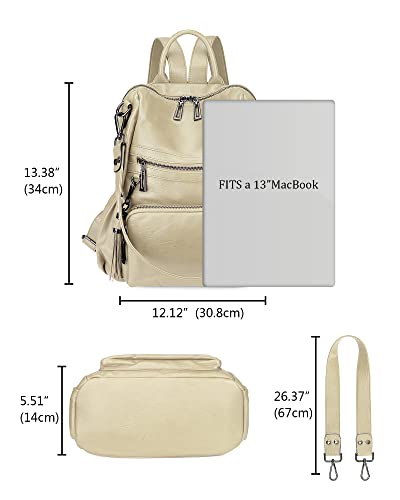 Uromee Travel Backpack Purse for Women Vegan Leather Ladies Fashion Tassel Shoulder Bag Convertible - color: 0243 White