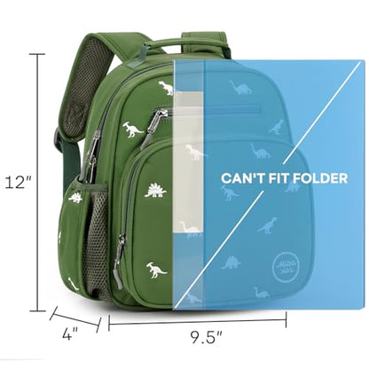 mibasies Toddler Backpacks for Boys 2-4: Quilted Backpack for Preschool Prek Daycare - Cute 12 Inches Bookbag for Little Kids Dinosaur Green - color: Dinosaur Green, style: Toddler-12"h(not Fit Folder)