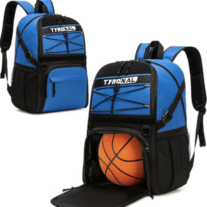 Basketball Bag Backpack with Ball Holder and Shoes Compartment - color: Blue