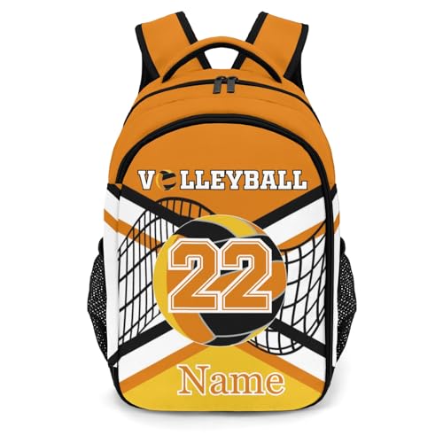 Orange Gold Volleyball School Backpack Laptop Bag for Man Woman Gift - color: Muilti 6