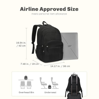 Hynes Eagle College Laptop Backpack 16 Inches Quilted Travel Backpack for Women Lightweight Puffer Casual Daypack 28L Classic Black - color: Classic Black