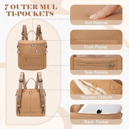 miss fong Neoprene Diaper Bag Baby Diaper Bag Large Capacity Neoprene Backpack with Changing Pad Travel Diaper Backpack with 16 Pockets for Mom & Dad-Brown - color: Neoprene Brown