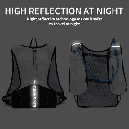 Lightweight Running Hydration Backpack, 1.5L Water Bag Running Vest | Marathon, Hiking Cycling, Breathable Adjustable Design, Unisex - color: olive green