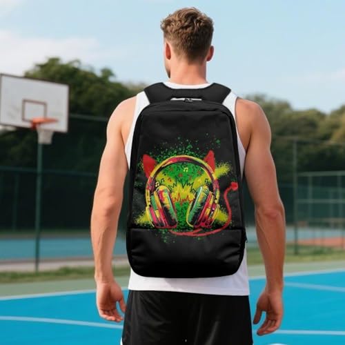 Basketball Backpack With Separate Ball Compartment And Shoes Fit Basketball Volleyball Football - color: Headphones