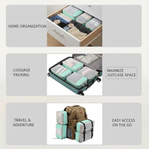 3 Set Compression Packing Cubes for Travel, Travel Bags Luggage Organizers Travel Essentials Compression Cubes for Carry on Suitcases