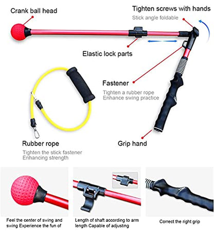 Golf Swing Trainer,Portable Collapsible Trainer, Improve Swing Posture,Folding Posture Corrector Aid Posture Correction Swing Stretchable Stick with Wide Angle, Golf Grip Swing Trainer aid (A) ﻿
