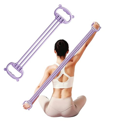 Figure 8 Resistance Bands, 6 Adjustable Elastic Fitness Bands, Suitable for Abdominal, Back, Shoulders, and Chest Workouts - color: Purple