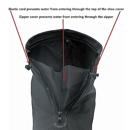Waterproof Shoe Covers, Reusable Foldable Slip Proof Bottom Overshoes with Zipper, Keep Shoes Dry for Cycling Fishing Walking in Rain Snow and Mud (Black Short Boot, XL)
