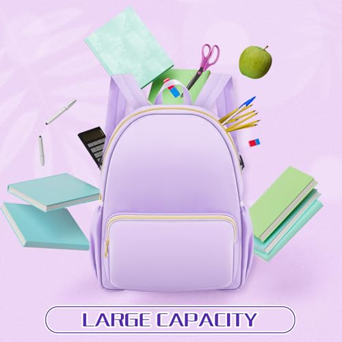 1 Piece Nylon Backpack Kids School Backpack for Toddler Girls Boys Plain Waterproof Preppy Bookbags Travel for Student (Purple) - color: Purple