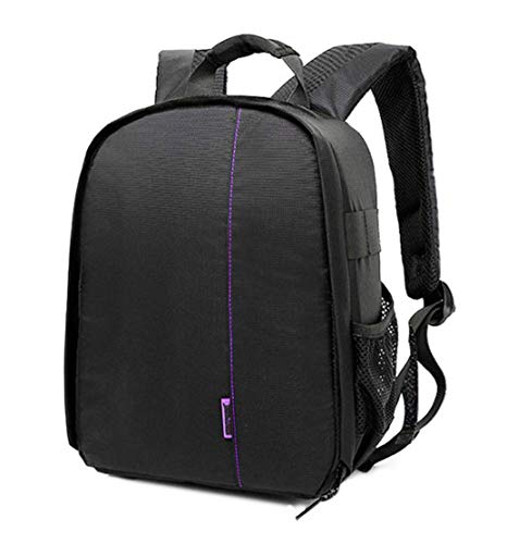 WSLCN Camera Backpack Waterproof Bag Compact Camera Cases for DSLR/SLR and Accessories (Black 5) - color: Purple Liner