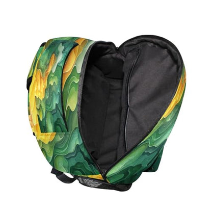 Fun Backpack for Teenager Waterproof School Bag with Chest Strap for Travel Trip Spinach Landscape Style - color: Multicolor11