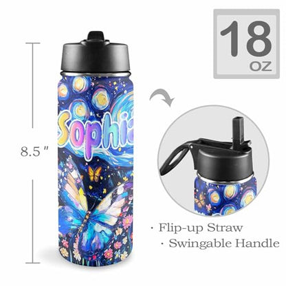 M YESCUSTOM Personalized Backpacks For Girls, Back to School Custom Backpack For Kids, Customized Name Backpacks, Custom Butterfly Star Print Bookbag Set Gifts for Daughter Granddaughter - color: D05