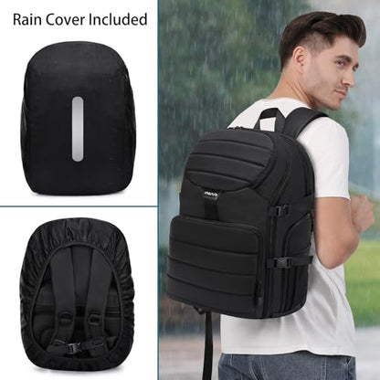 MOSISO Camera Backpack, DSLR/SLR/Mirrorless Camera Bag, Top Quick Access Photography Travel Backpack with 15-16 inch Laptop Compartment&Rain Cover, Camera Case Compatible with Canon/Nikon/Sony, Black