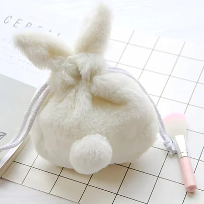 Lurrose Drawstring Makeup Bag: Plush Bunny Bags for Girls - Kawaii Drawstring Pouch - Travel Toiletry Pouch for Women - size: Full Size