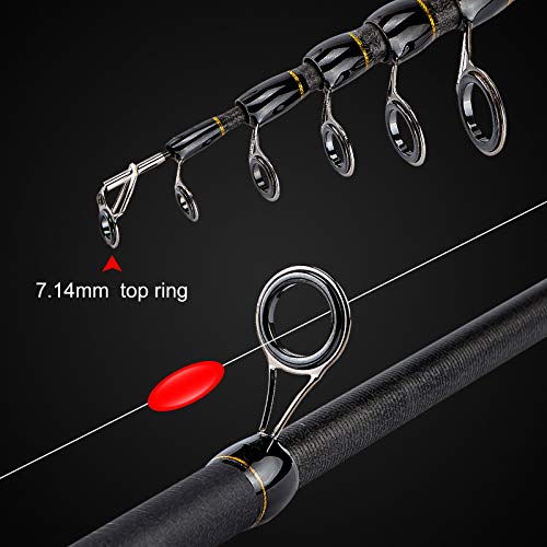 PLUSINNO Fishing Rod and Reel Combo, Telescopic Fishing Pole Kit with Spinning Reel, Tackle Box, Fishing Lures and Travel Carrying Bag, Fishing Gear Gifts for Men - color: Elite Hunter Single Fishing Rod(No Reel &Lure), size: 1.98M 6.49FT