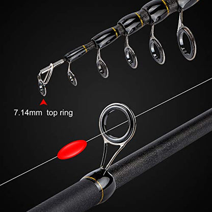 PLUSINNO Fishing Rod and Reel Combo, Telescopic Fishing Pole Kit with Spinning Reel, Tackle Box, Fishing Lures and Travel Carrying Bag, Fishing Gear Gifts for Men - color: Elite Hunter Single Fishing Rod(No Reel &Lure), size: 1.98M 6.49FT