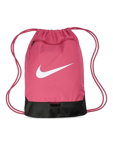 Nike Unisex Adult Gameday Brasilia 9.5 Training Drawstring Gym Sack, Bag, Backpack (18L) | Mens and Womens - color: Sweet Beet/Black/White