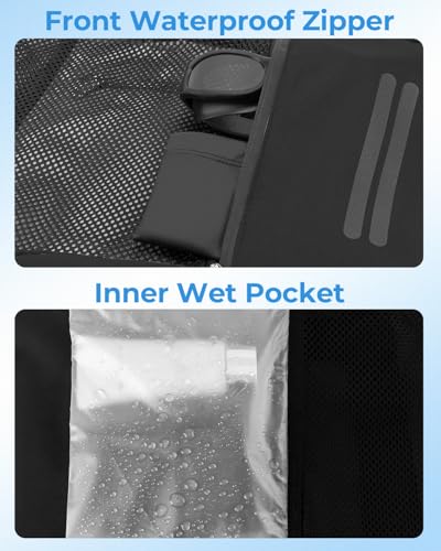 Swim Bag Mesh Drawstring Backpack with Shoe Compartment & Wet Pocket Waterproof Beach Backpack Pool Bag for Swimming, Gym, Travel and Workout Gear (Black) - color: Black