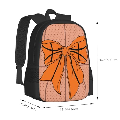 Basketball Bow Backpack Laptop Travel Bag Adjustable Backpack Print Daypack for Men Women 16.5 In - color: Style 5