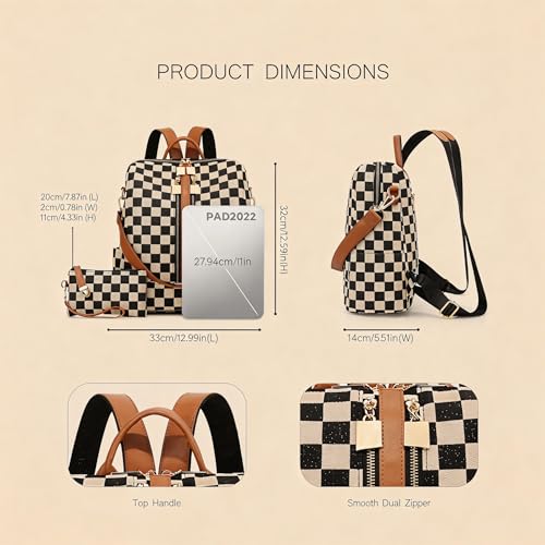 Women's Backpack with Wristlet Set, Large Capacity Tote Backpack for Women, Fashion Travel Backpack & Stylish Mommy Bag (Brown Leopard) - color: Brown Leopard