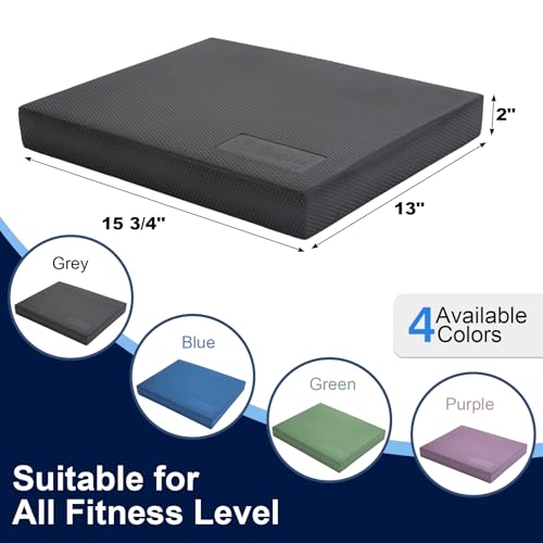 StrongTek Professional Foam Exercise Balance Pad - 15.8" x 13" x 2", High-Density TPE Foam Knee Pad, Non-Slip & Water-Resistant, for Balance Training, Physical Therapy, Yoga, and More - color: Grey