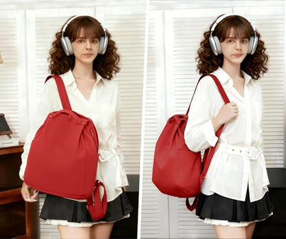 Mini Nylon Women Backpacks,Small Ladies backpacks Casual Lightweight Shopping Travel Daypack (Red) - color: Red