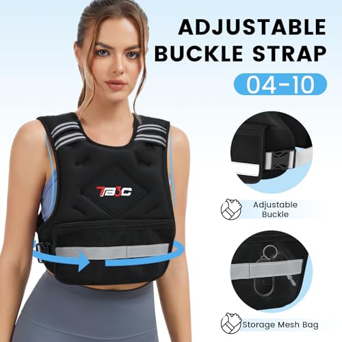 TB3C Adjustable Weighted Vest Woman, 4-10/11-20/20-30 LB Weight Vest for Women, Plus Size Womens Weighted Vest - color: Black, size: 04-10LB