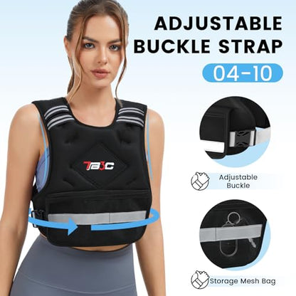 TB3C Adjustable Weighted Vest Woman, 4-10/11-20/20-30 LB Weight Vest for Women, Plus Size Womens Weighted Vest - color: Black, size: 04-10LB