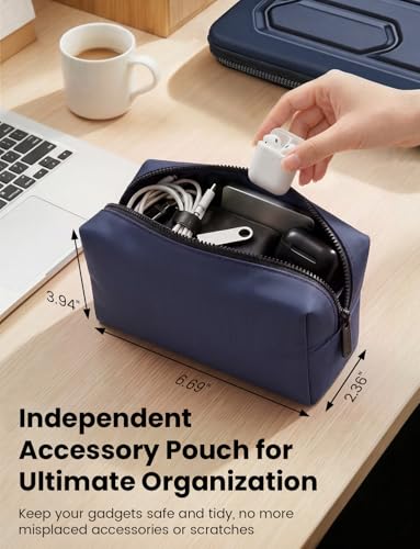 DOMISO Laptop Hard Case 17-17.3 inch Waterproof Shockproof Hard Shell Sleeve with Handle & Storage Pocket, Compatible with MacBook, HP, Dell, Dark Blue - color: Dark Blue, size: 17.3 inch