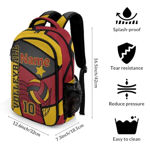 Volleyball Gold Red Personalized School Backpack Waterproof Laptop Bag for Woman Man - color: Muilti 15