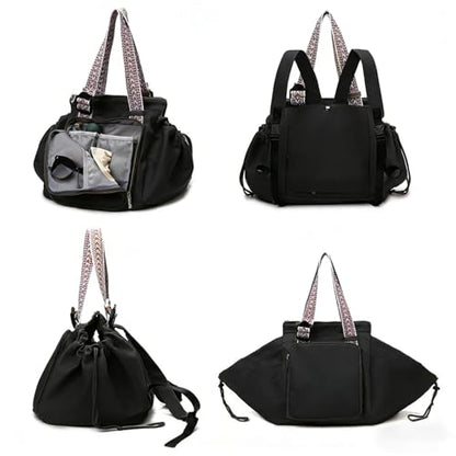 Everyday Bags for Women, Multifunctional Travel Organizer Bag, Large Capacity Tote Backpack, Large Diaper Bag with 15 Pockets, Crossbody and Shoulder Bag (Black) - color: Black