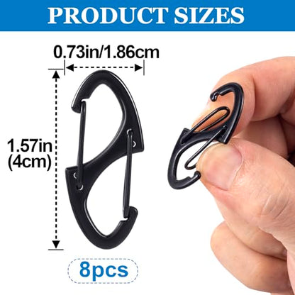 HINZIC 8pcs Zipper Clip Anti Theft Deterrent, Dual Opening Safety Zipper Pull Replacement, S Carabiner Clips for Backpacks Traveling Camping Suitcases- Black - color: 8pcs-Black