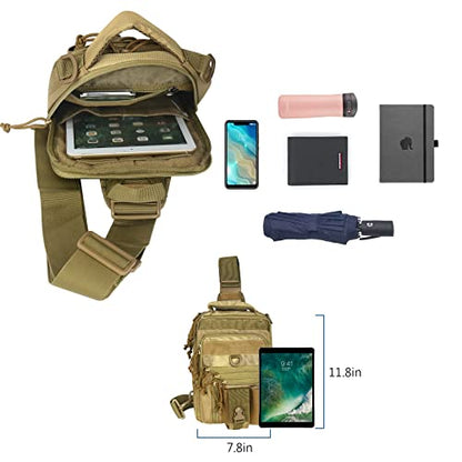 DegeTMVe Dual Pistol Holster Chest Bag Concealed Carry Sling Crossbody Tactical Gun Convertible Backpack Shooting Hunting - color: Khaki