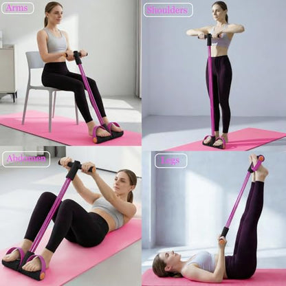 Pedal Resistance Bands with Handles, Multifunction Tension Rope for Arm, Leg, Waist and Shoulder Training - color: Pink