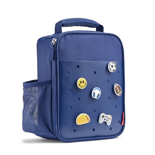 Fit & Fresh Lunch Box For Kids, Boys & Girls, School, Camp, Insulated Bag With Shoe Charm Slots For Personalization, Navy Blue - color: Navy Blue
