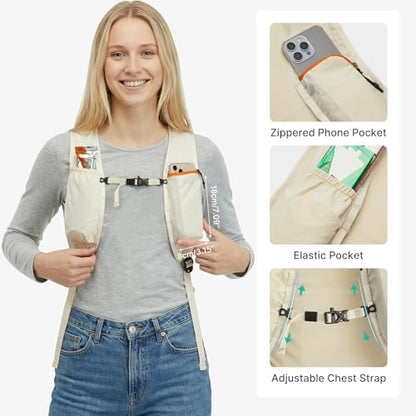 G4Free 20L Hiking Backpack Lightweight Daypack with Phone Pocket Small Packable Foldable Hiking Bag for Women Men, Orange+Beige - color: Orange+beige