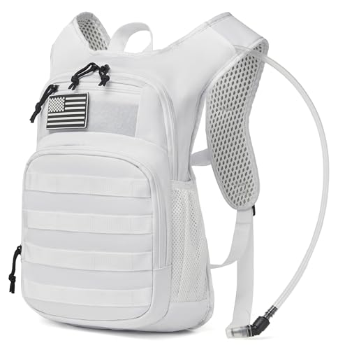 wotony Hydration Backpack with Water Bladder for Hiking Tactical Hydration Pack for Men Women Molle Water Backpack for Hiking - color: white, size: 2L-Bladder