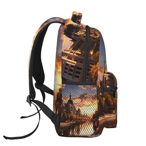 Women Canvas DaypackCityscape Backpack Lightweight Laptop Backpack Travel Rucksack for Men