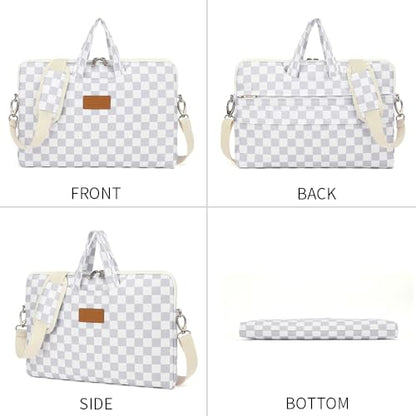 canvaslife Waterproof Pattern Resistant Laptop Shoulder Messenger Bag for Pro 16 inch and 15.6 inch-16 inch Laptop (Grey Checker) - color: Grey Checker