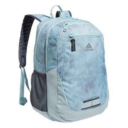 adidas Unisex Foundation Backpack for Laptop, Large Durable Athletic Gym Bag - color: Stone Wash Almost Blue-grey Two/Almost Blue/Silver Metallic, size: OSFA