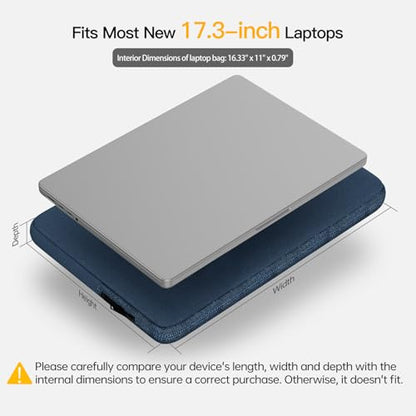 17 17.3 inch Laptop Sleeve Case for HP 17.3 inch Laptop/HP Envy 17 / Pavilion 17, Dell Inspiron 17, Lenovo Ideapad 17.3, ASUS Vivobook 17, 17-in Water-Resistant Computer Notebook Bag - color: Navy Blue