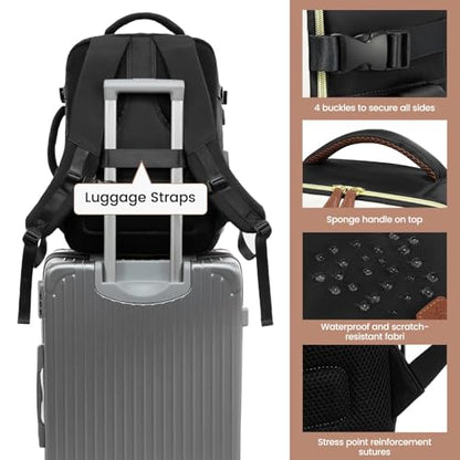LOVEVOOK 40L Travel Backpack Carry On Airline Approved, Large Backpack with 3 Packing Cubes, TSA Travel Essentials Carry On Bag, Waterproof Weekender Overnight Luggage Daypack, Fits 17.3 Inch Laptop - color: Black-gray-chestnut Brown, size: Large - 17.3 I